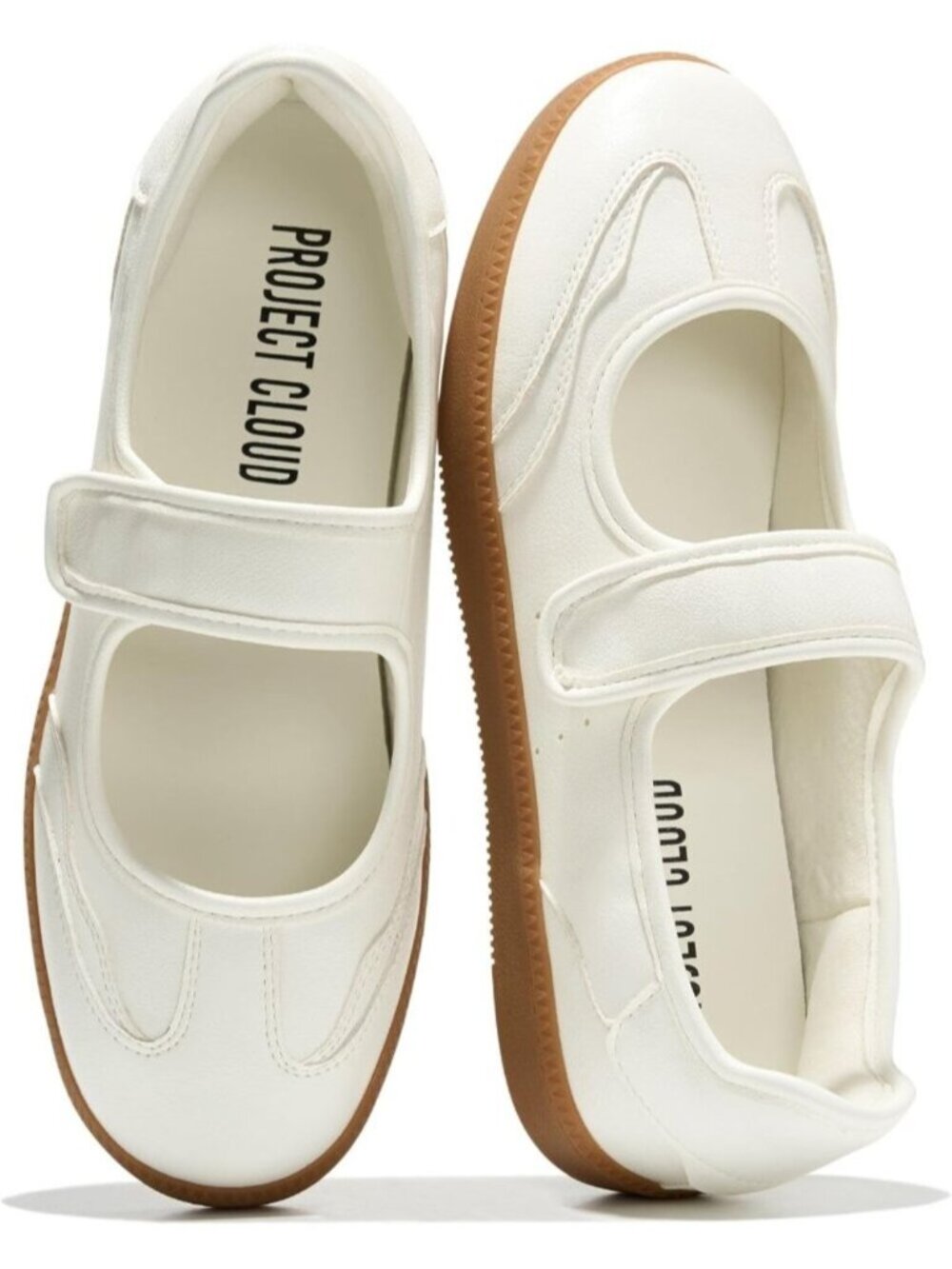 Women's White Closed Toe Non-Slip Flat Lightweight Slip On Mary Jane Sneaker